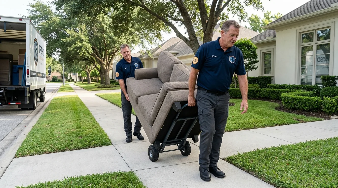 Local residential moving crew loading furniture in Auburn, MA